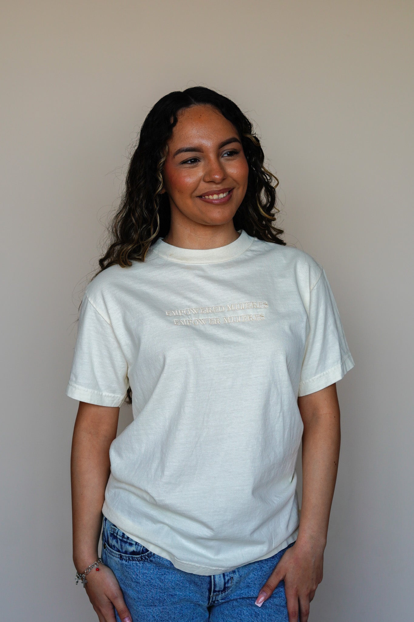 'Empowered Mujeres' Embroidered Shirt (Ivory)