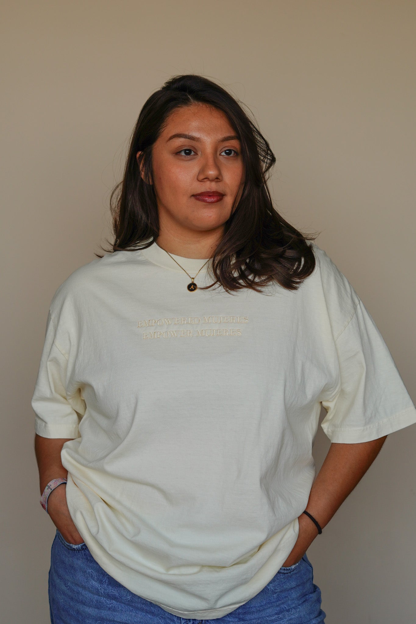 'Empowered Mujeres' Embroidered Shirt (Ivory)