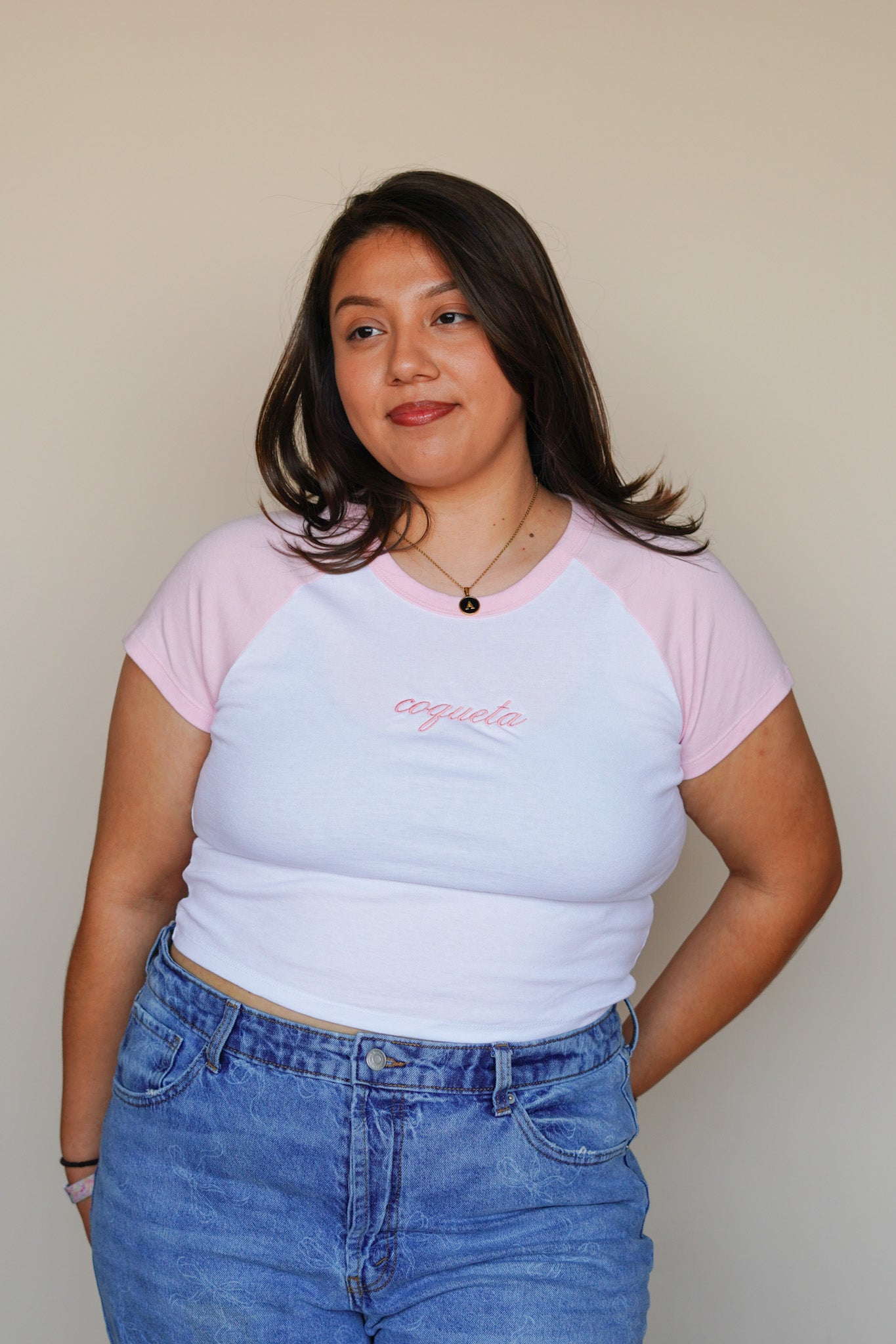 'Coqueta' Embroidered Rib Baby Tee