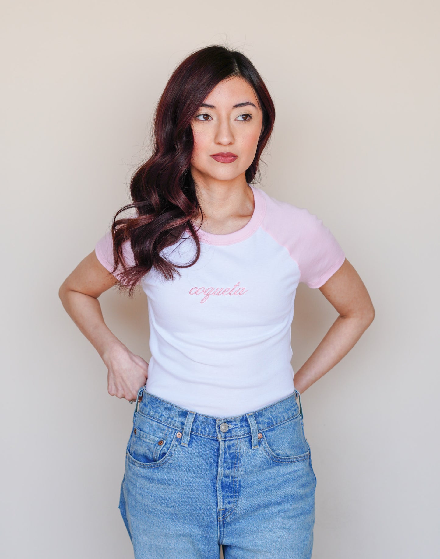 'Coqueta' Embroidered Rib Baby Tee