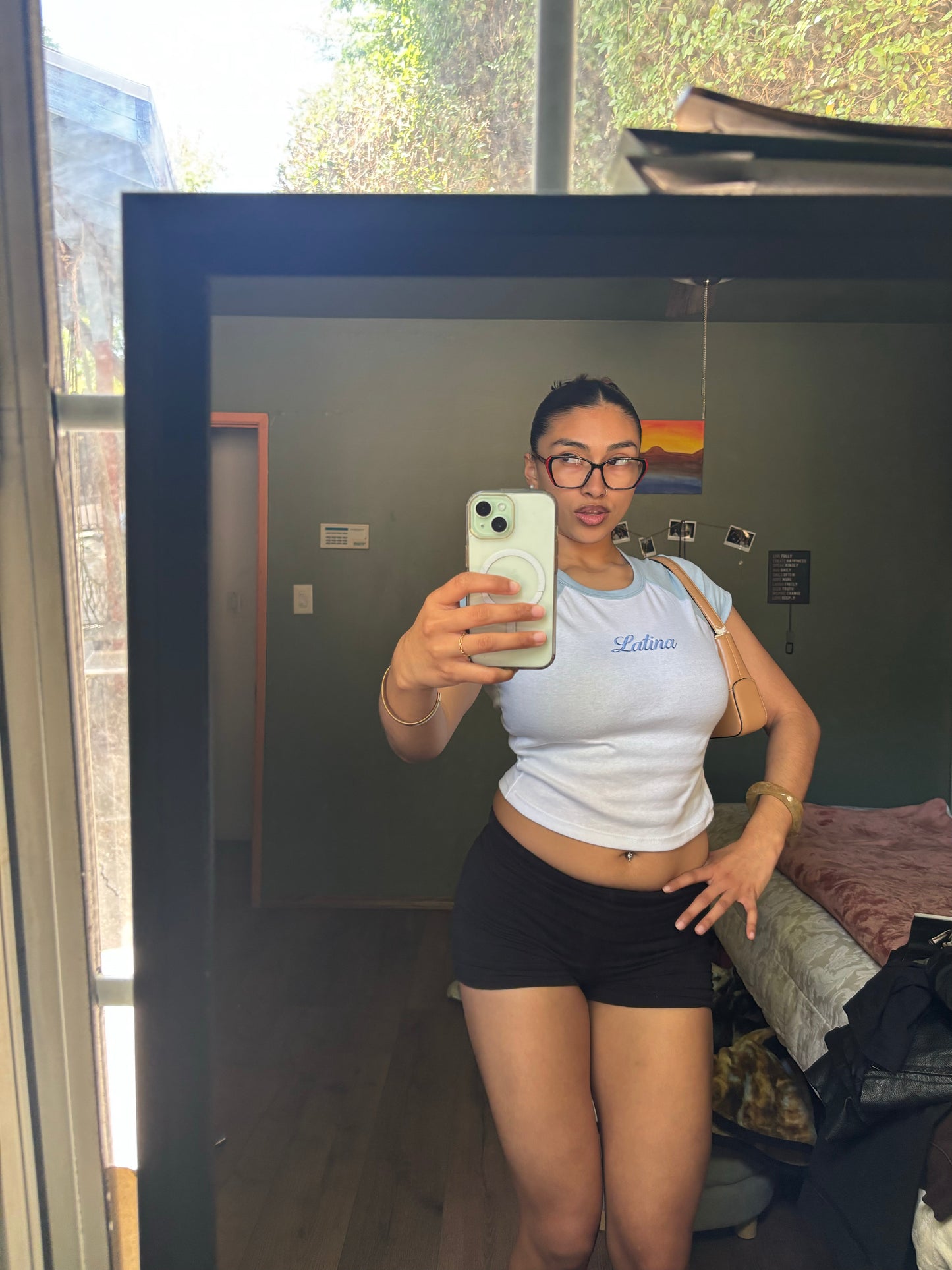'Latina' Embroidered Rib Baby Tee