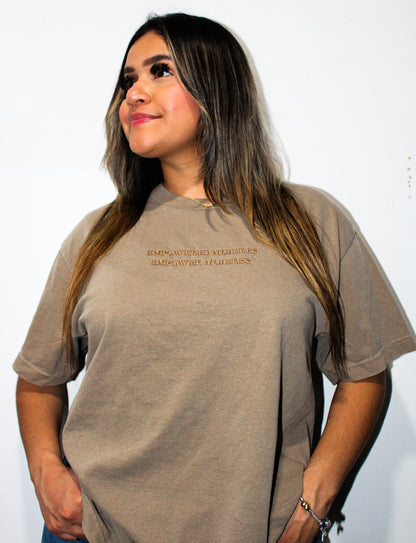 Monochrome 'Empowered Mujeres' Embroidered Shirt (Brown)