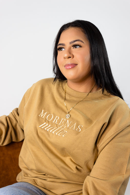 'Morenas Matter' Monochromatic Beige Crewneck